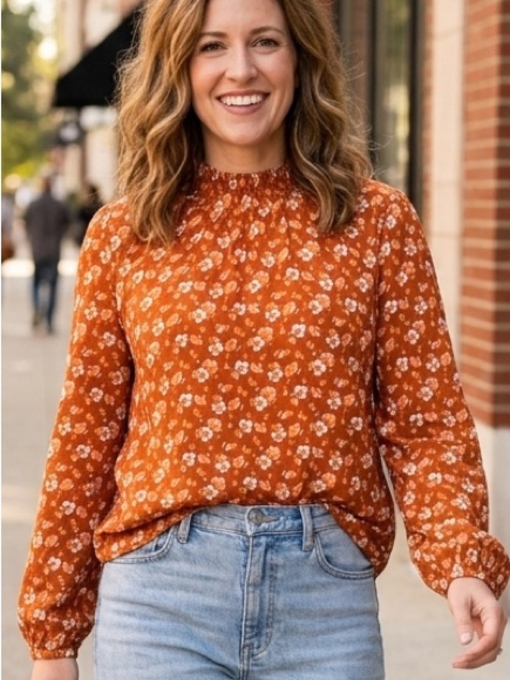 J. Crew Rust Floral Blouse